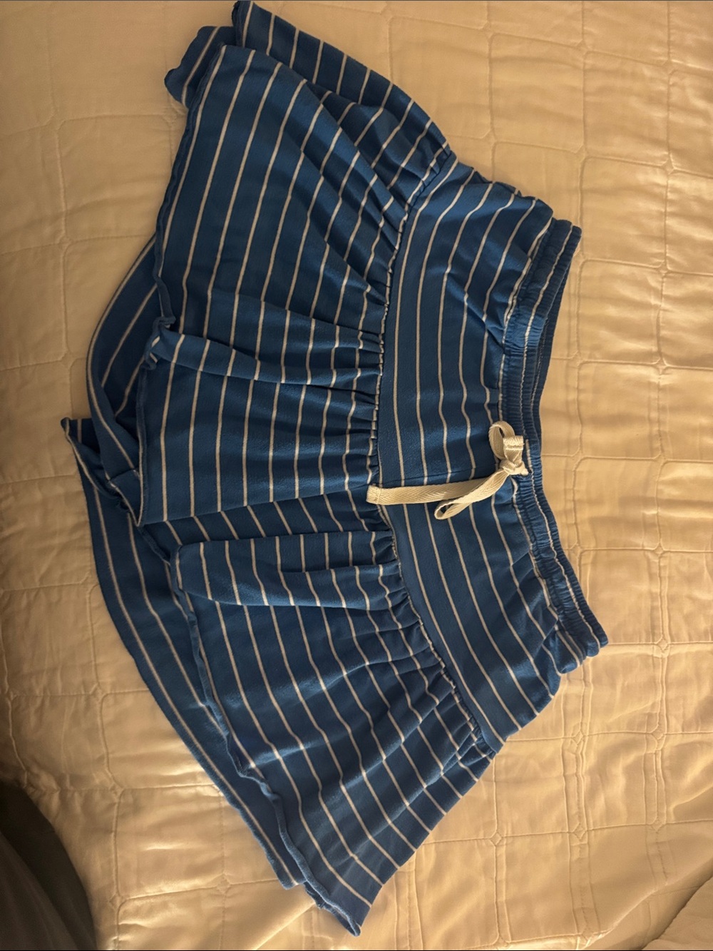 FREE press Blue Striped Women's Lounge Skorts with Drawstring